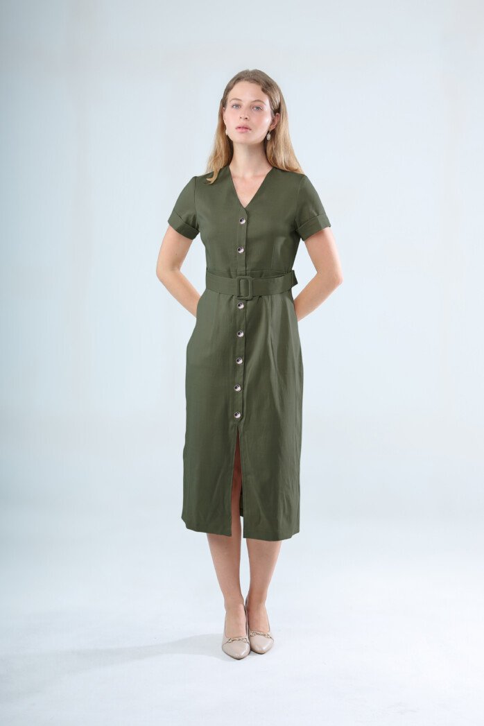 Classic Button-Down Midi Dress - Image 4