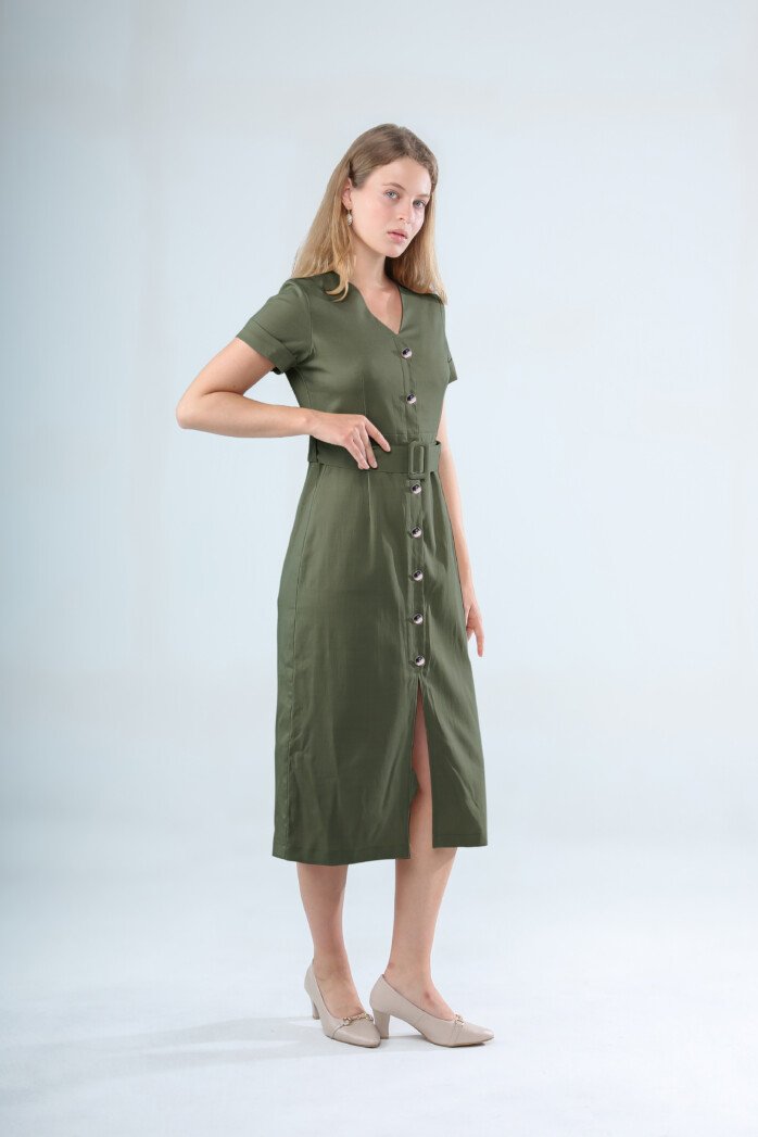 Classic Button-Down Midi Dress - Image 5