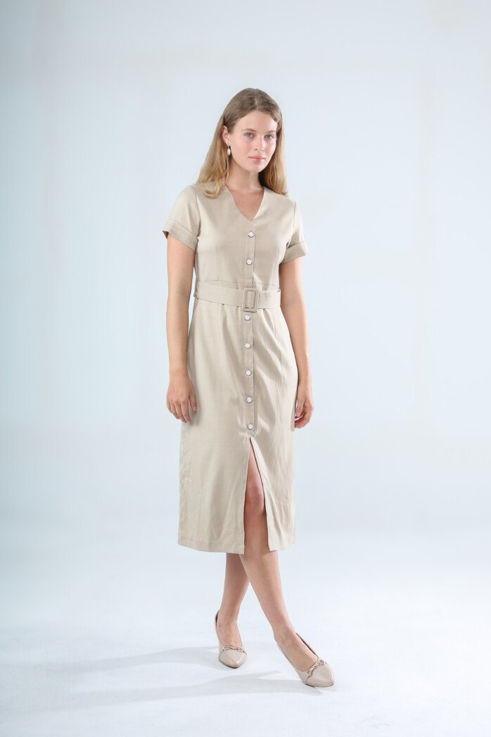 Classic Button-Down Midi Dress