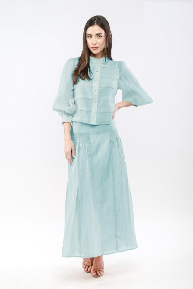 Lantern Sleeves Stripe Chiffon Shirt