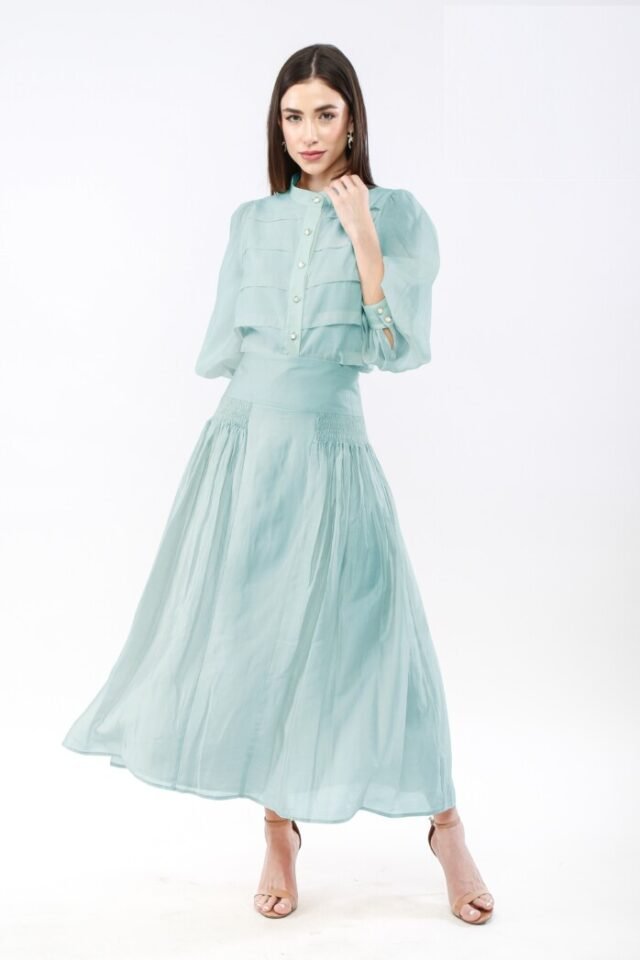 Lantern Sleeves Stripe Chiffon Shirt - Image 2