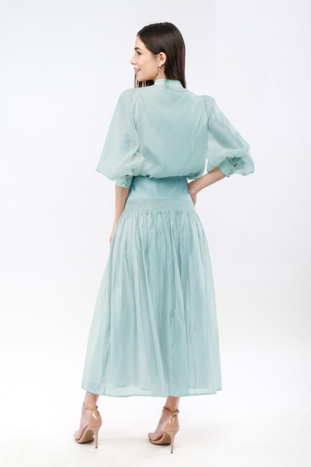 Lantern Sleeves Stripe Chiffon Shirt - Image 3