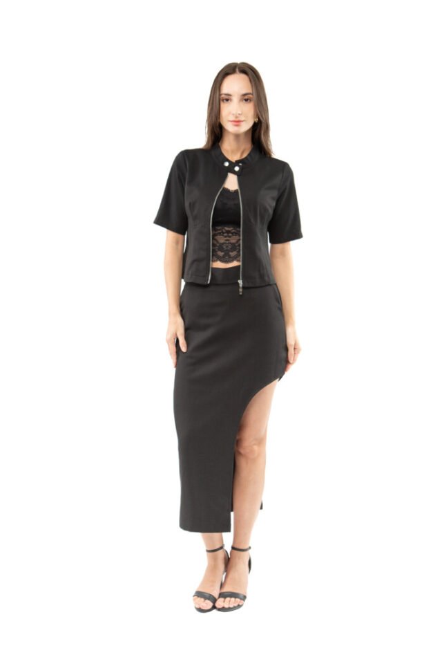 Tailored Stand Collar Top