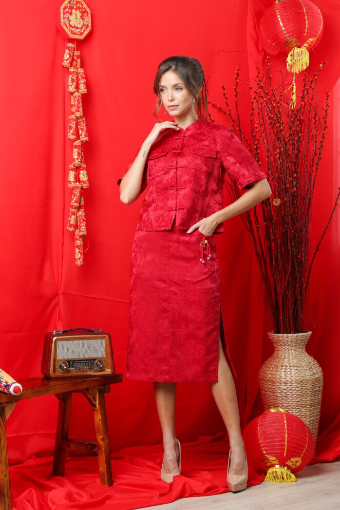 Heritage Mandarin Button Blouse