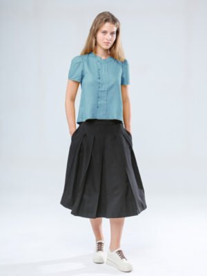 Luna Pleated Button Top
