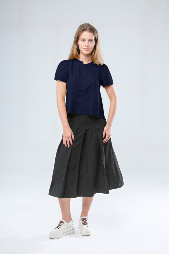 Luna Pleated Button Top - Image 4