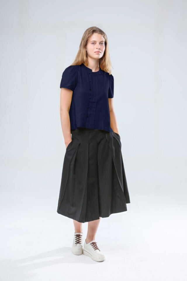Luna Pleated Button Top - Image 5
