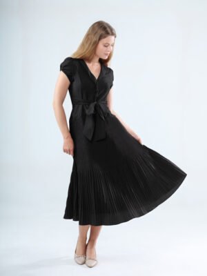 Grace Pleated V-Neck Dress