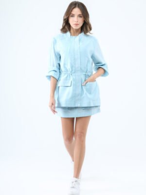 Drawstring Waist Long Shirt