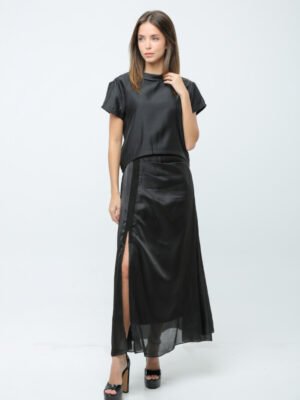 Alternative view of Elegant Short Sleeves Satin Blouse