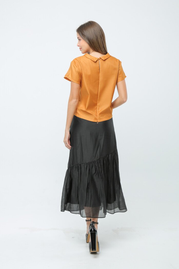 Elegant Short Sleeves Satin Blouse - Image 5