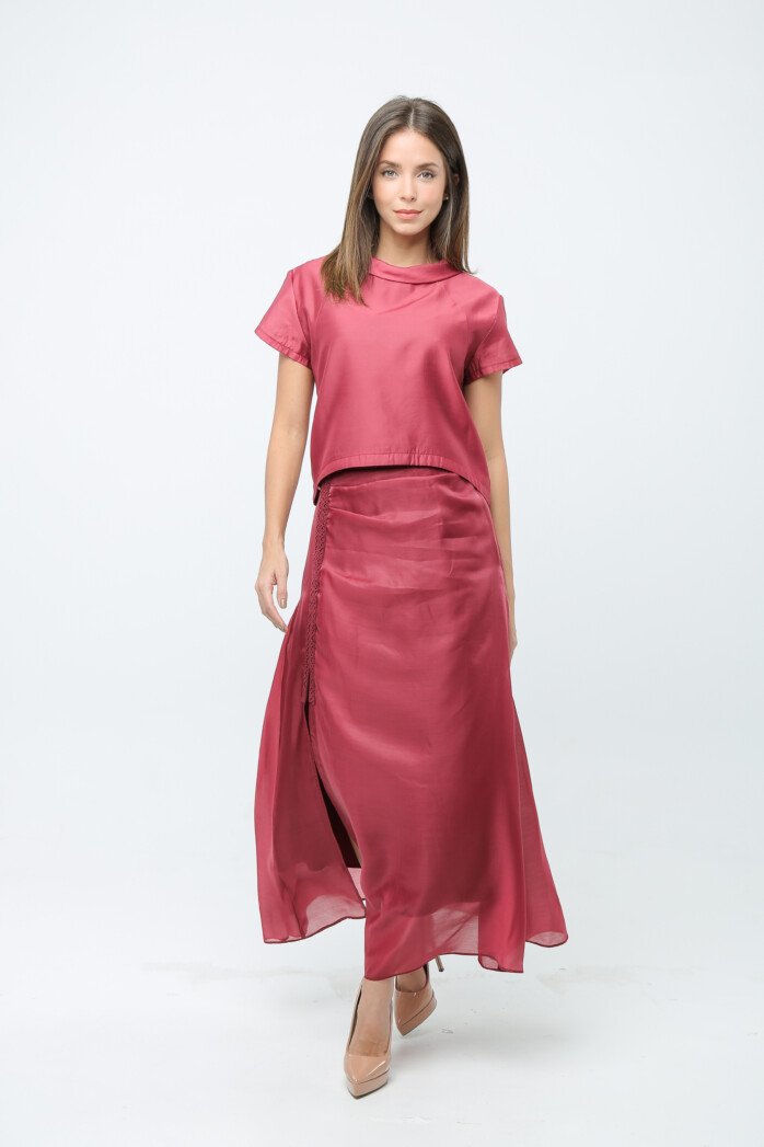 Elegant Short Sleeves Satin Blouse - Image 6