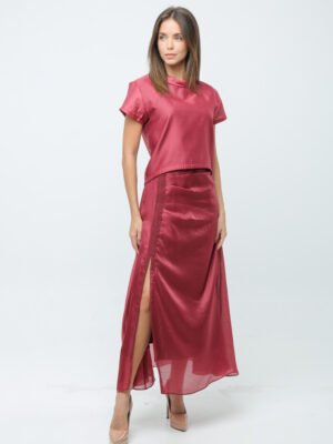 Elegant Short Sleeves Satin Blouse