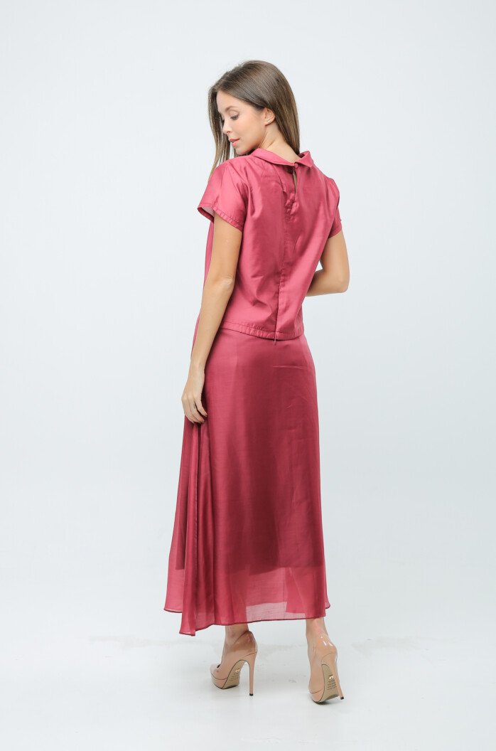 Elegant Short Sleeves Satin Blouse - Image 7