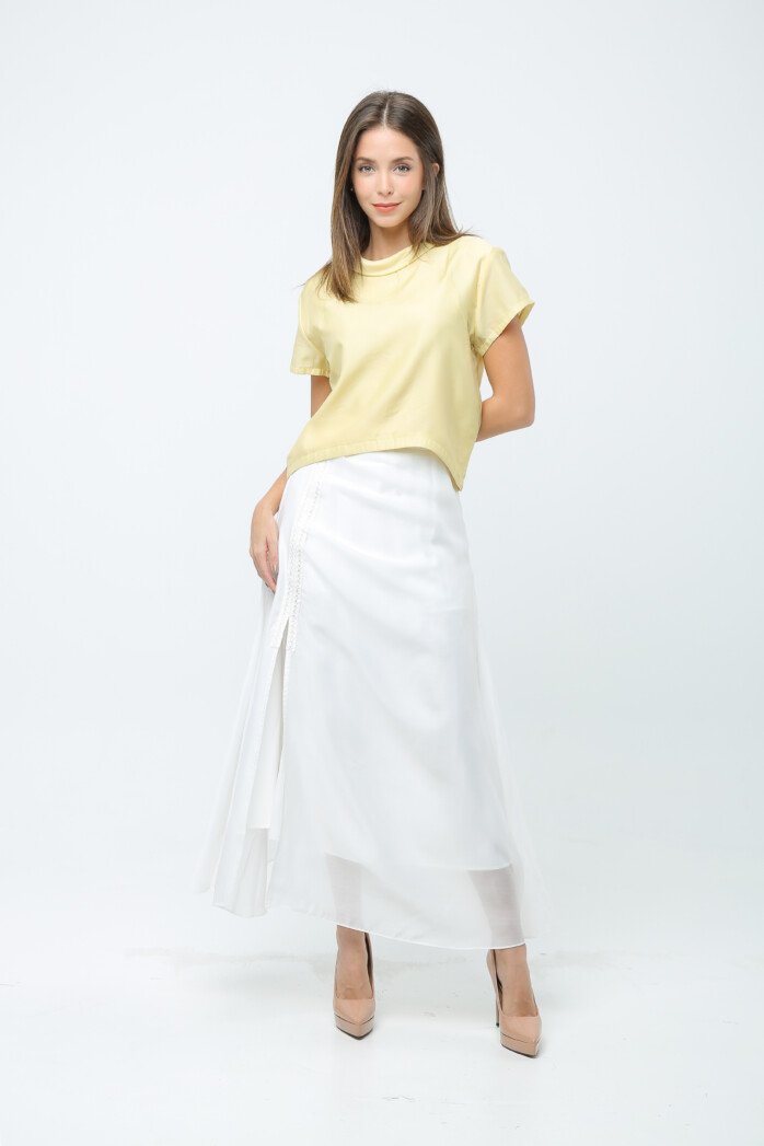 Elegant Short Sleeves Satin Blouse - Image 8