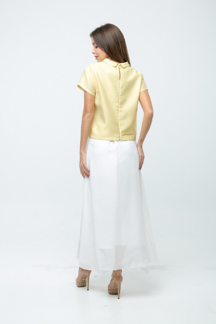 Elegant Short Sleeves Satin Blouse - Image 9