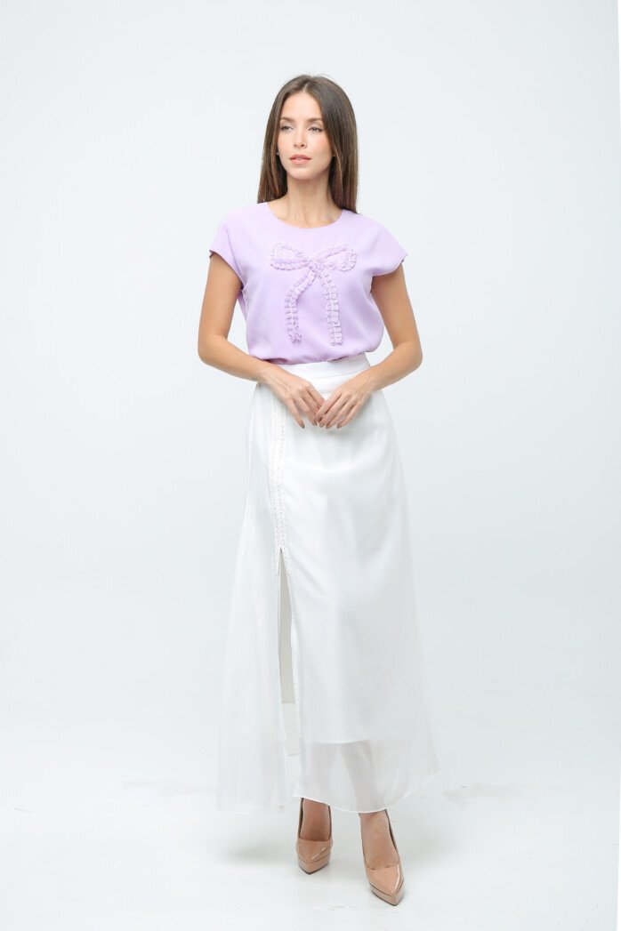 Chic Embellished Short Sleeve Blouse