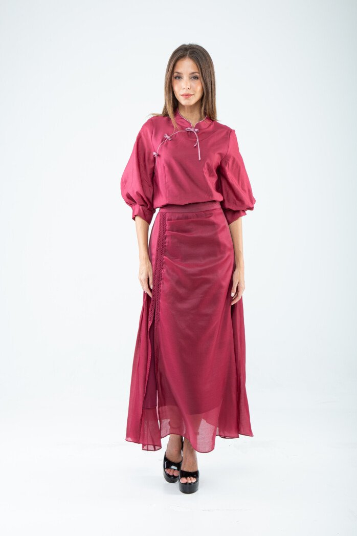 Modern Mandarin Bow-Tie Blouse