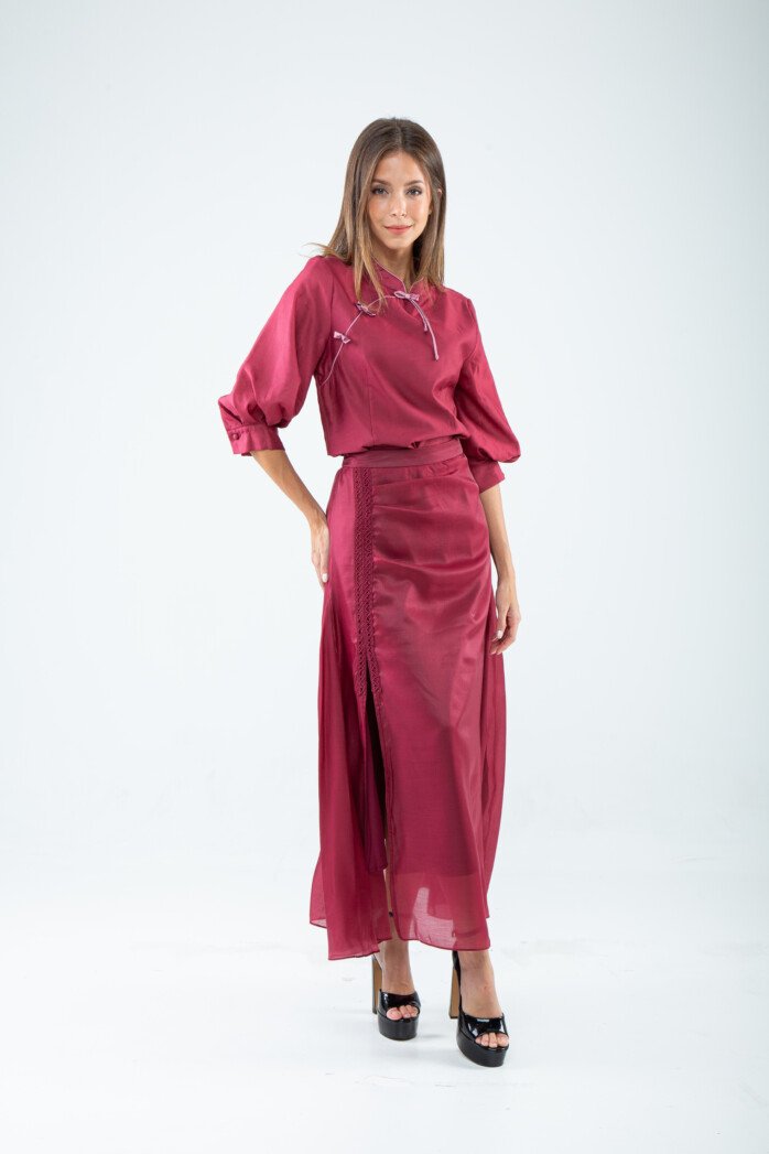 Modern Mandarin Bow-Tie Blouse - Image 5