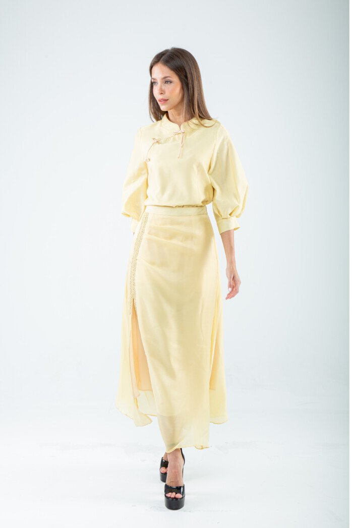 Modern Mandarin Bow-Tie Blouse - Image 6