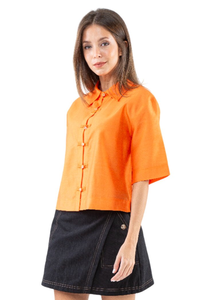 Modern Mandarin Button Blouse - Image 3
