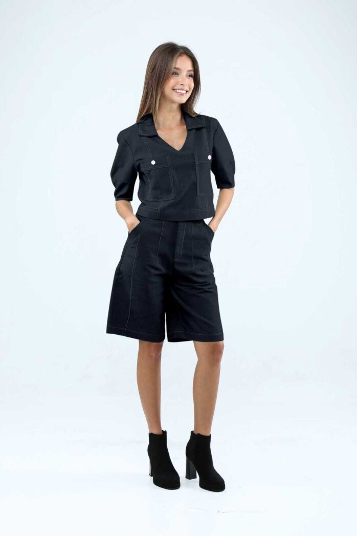 A-Line Wide-Leg Shorts