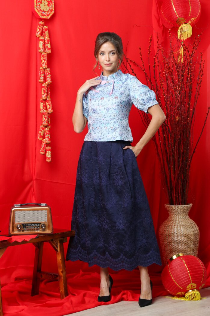 Floral Heritage Mandarin Blouse - Image 4