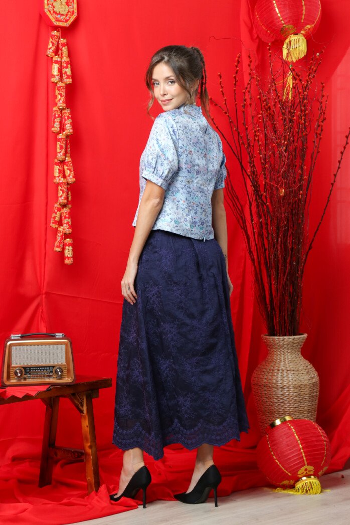 Floral Heritage Mandarin Blouse - Image 5