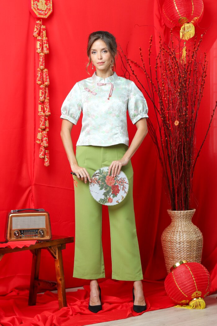 Floral Heritage Mandarin Blouse - Image 6