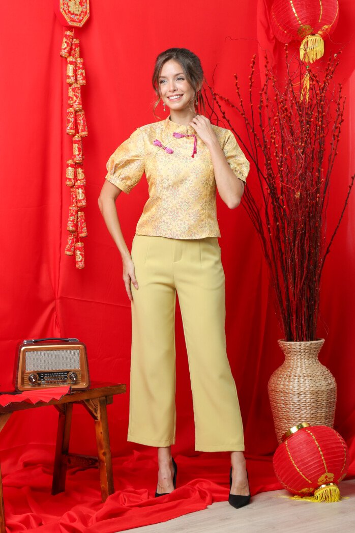 Floral Heritage Mandarin Blouse