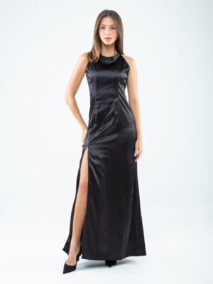 Elegant Satin High-Slit Gown
