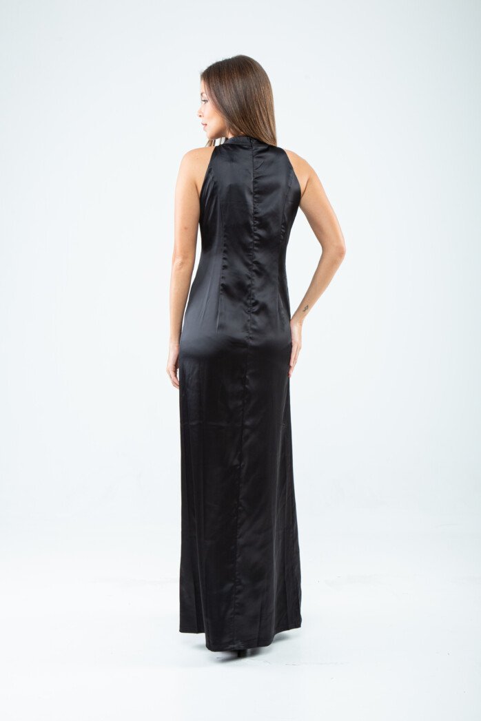 Elegant Satin High-Slit Gown - Image 4