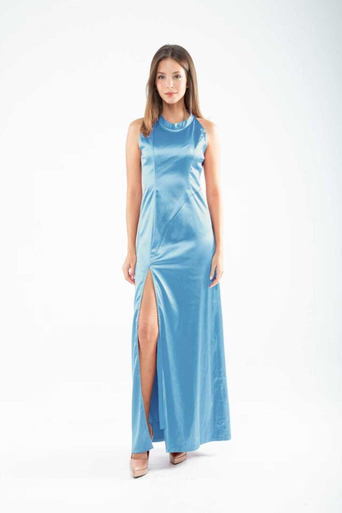 Elegant Satin High-Slit Gown - Image 5