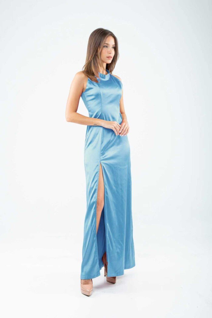 Elegant Satin High-Slit Gown - Image 6