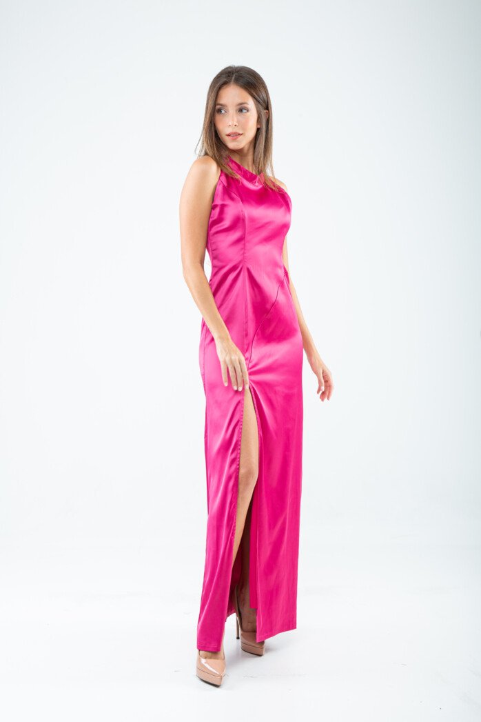 Elegant Satin High-Slit Gown - Image 8