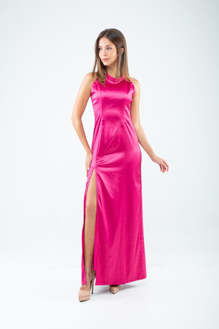Elegant Satin High-Slit Gown - Image 9