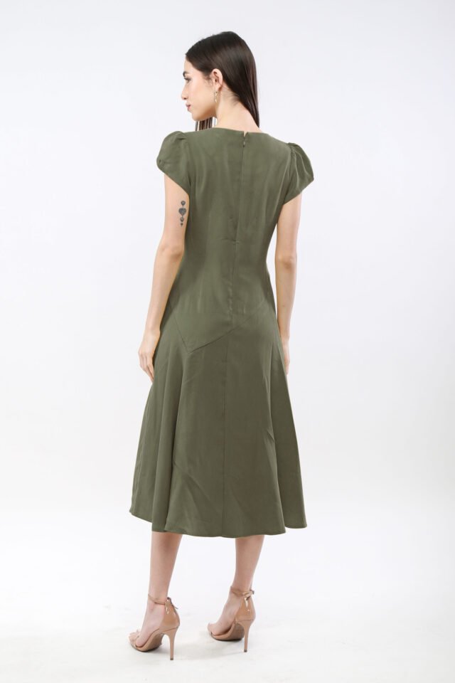 Puff-Sleeve Midi Dress - Image 8