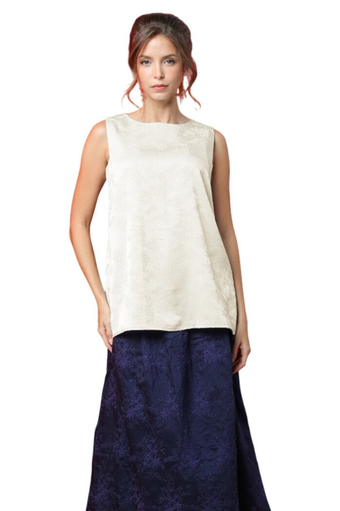 Elegant Jacquard Sleeveless Top - Image 4