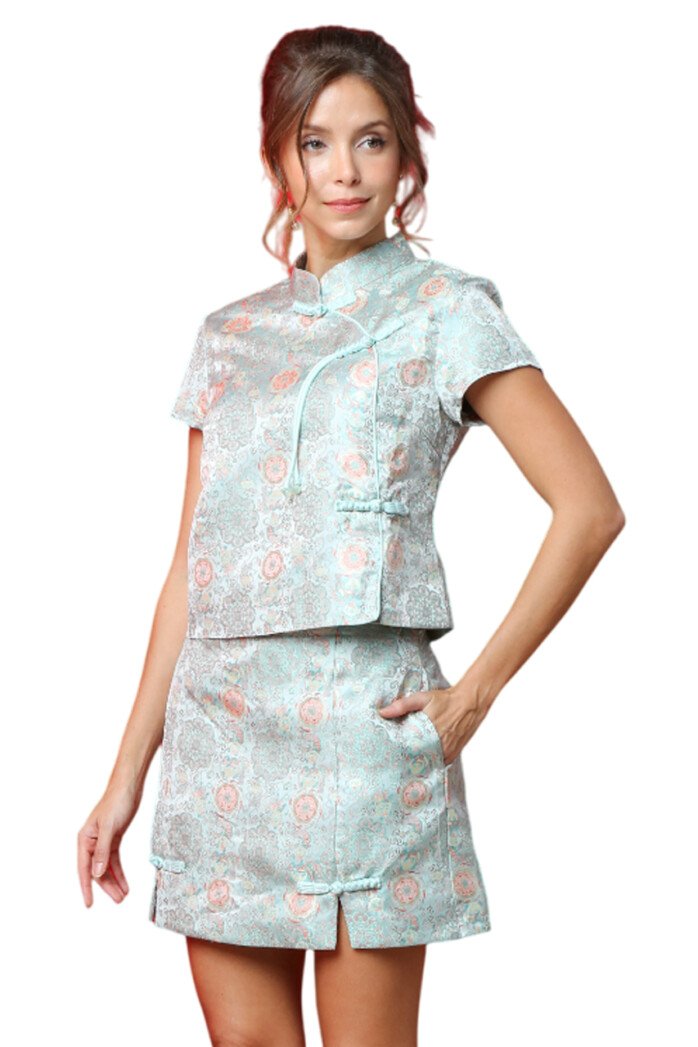 Floral Jacquard Wrap Skort