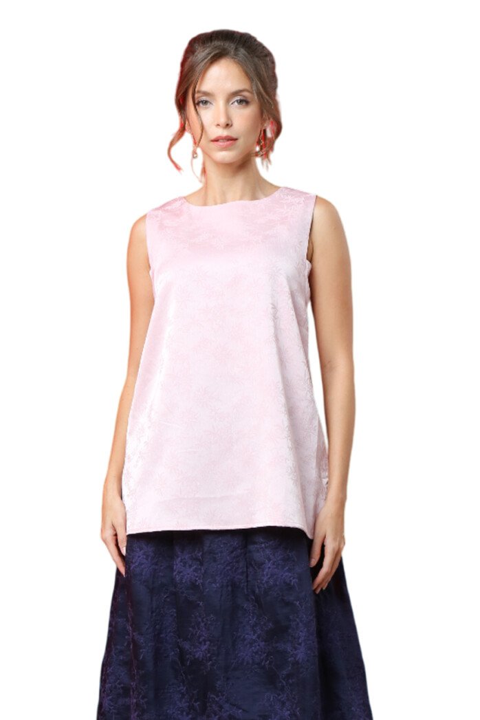 Elegant Jacquard Sleeveless Top - Image 2