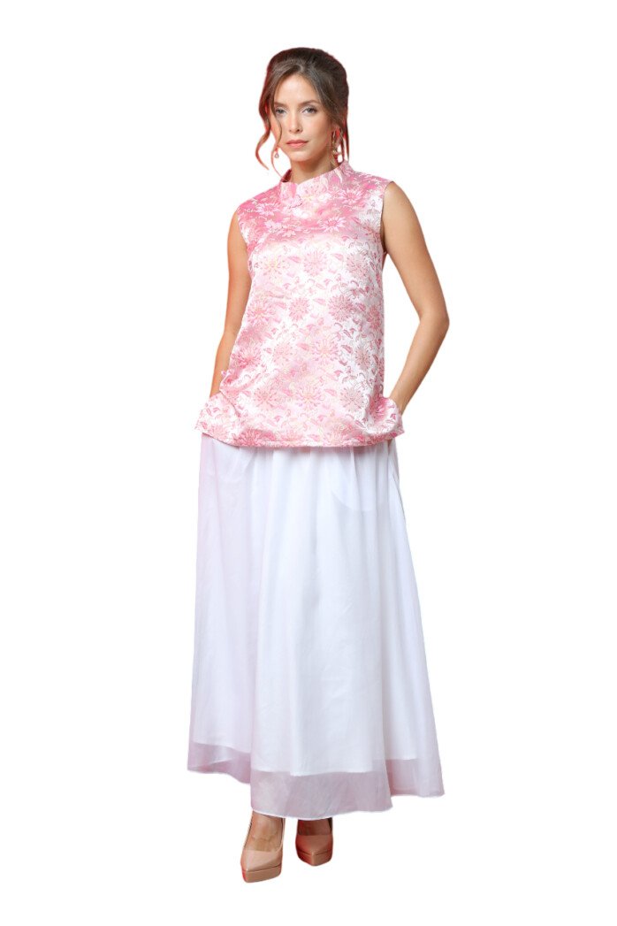 Mandarin Brocade Sleeveless Top - Image 8