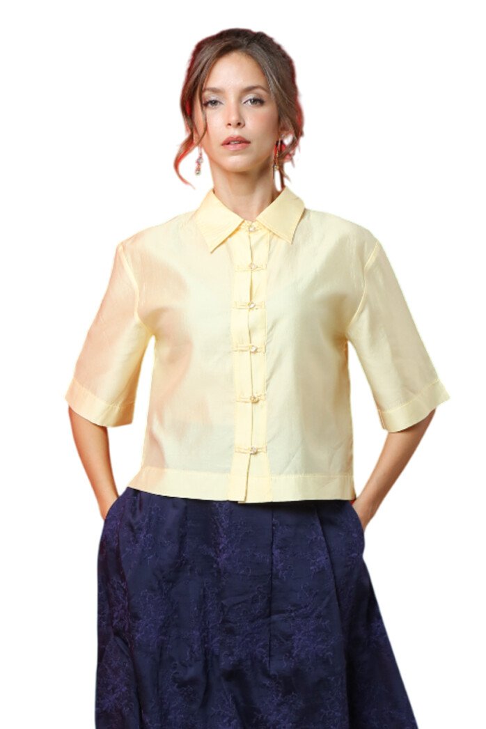 Modern Mandarin Button Blouse - Image 7